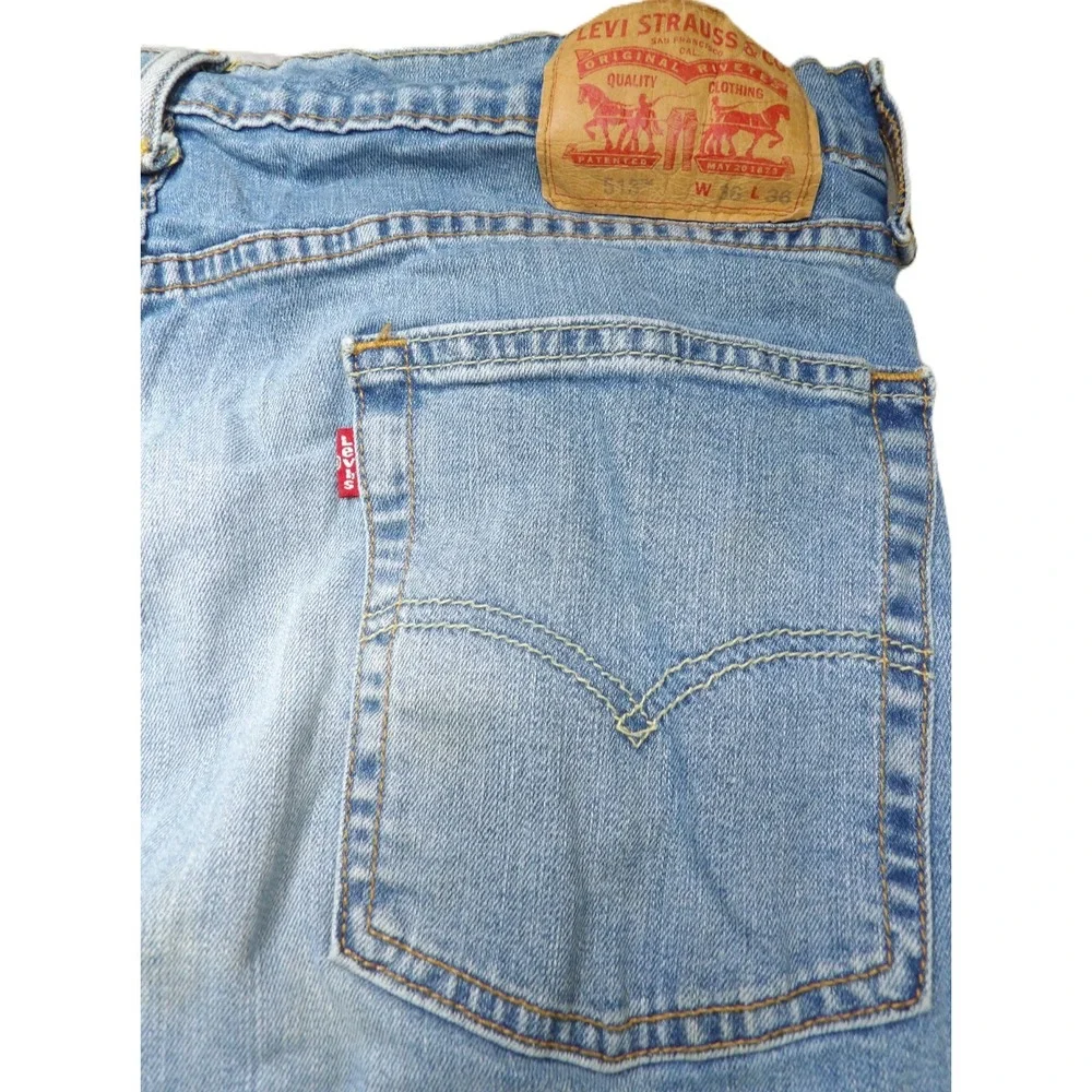 Levis 513 Slim Straight Jeans Men W36 L36 Light Wash Blue Denim Stretch Cotton